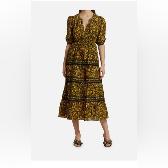 FARM Rio Dresses & Skirts - NWT FARM Rio Starfruit Green and Yellow Floral Tiered Maxi Dress size S